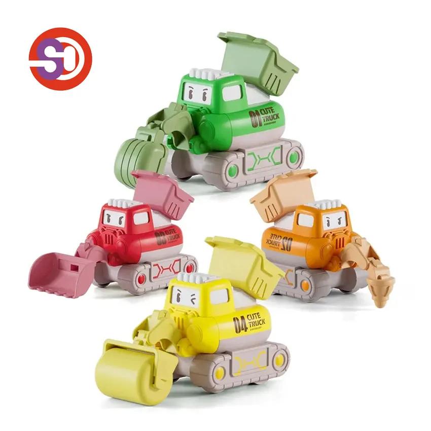 Educational Friction Toy Car Baby Sliding Cartoon Toy Engineering Press Sliding Car
