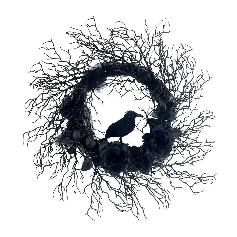 2024 Hot Selling Products Halloween Wreath Decoration Raven House Party Hanging Wreath For Halloween Party Decorations
