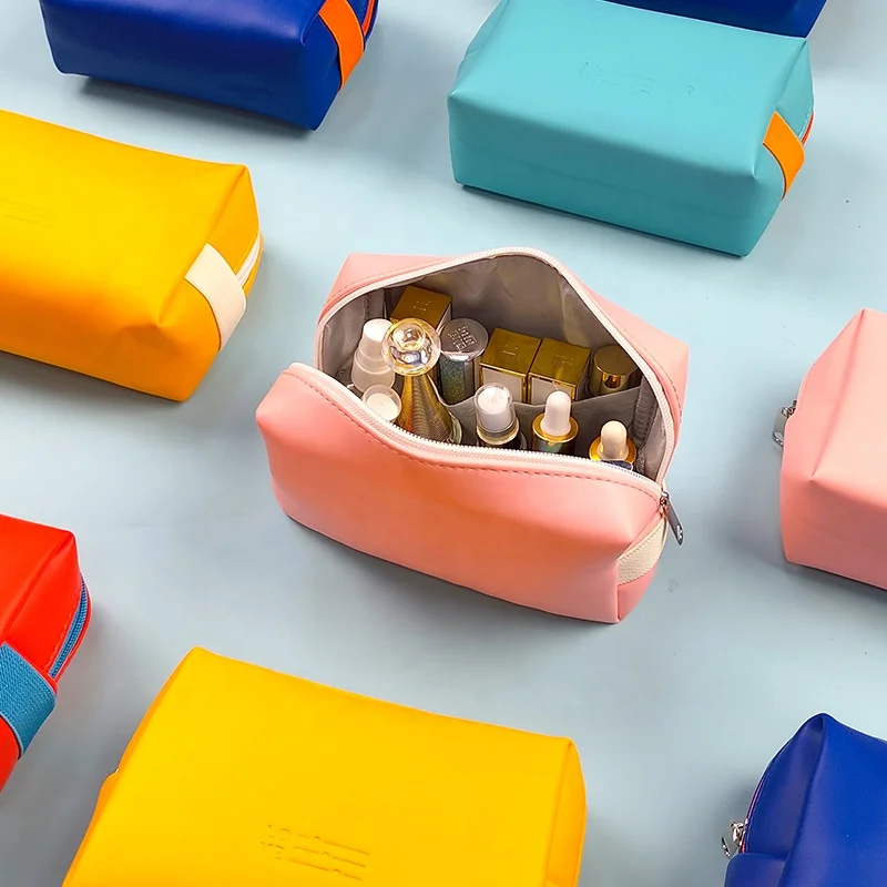 Portable Makeup Bag Travel Cosmetic Bag Waterproof Toiletries Organizer PU Leather Brush Storage Pouch for Women