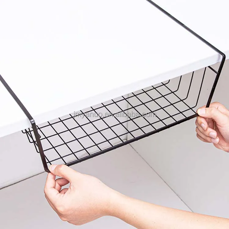 Iron Wire Kids Toys Hanging Under Shelf Storage Basket Metal Mesh Wire Shelf Hanging Document Organizer Office Storage Rack