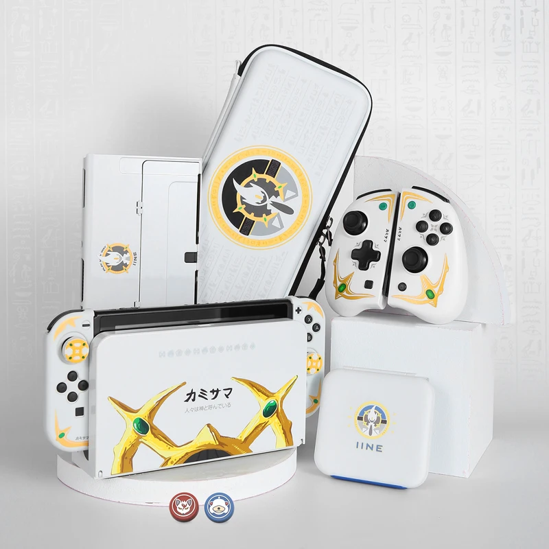 IINE Game Card Case for Nintendo Switch Oled,Dock Protective Cover Can Storage 10pcs Game Cards,Whit Printed