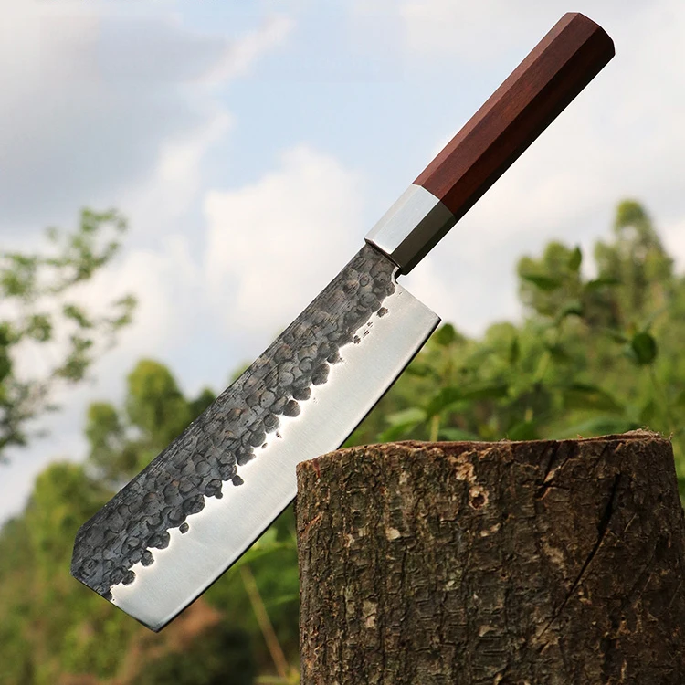 
Wood handle outdoor stainless steel multifunctional hunting fixed machete knife with knife sheathchopper bone cutting knife 