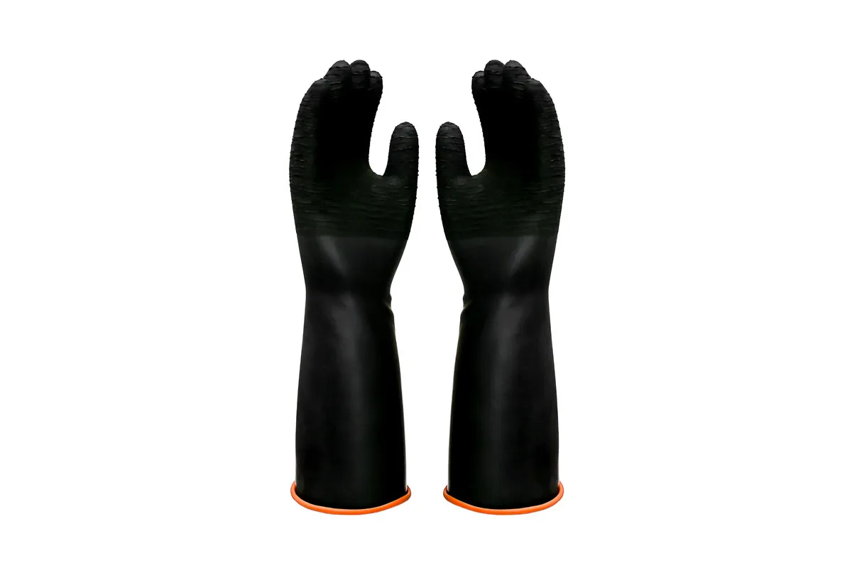 Top Supplier Hot Selling Latex Black Outside Orange Inside Rubber Hand Glove Latex Industrial Safety Work Glove