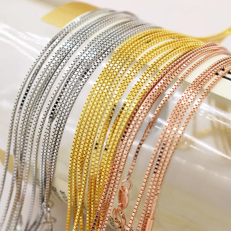 S925 Sterling Silver Screw Buckle Necklace DIY Clavicle Necklace Single Chain Pure Necklace Heart-Piercing with Needle Box Chain