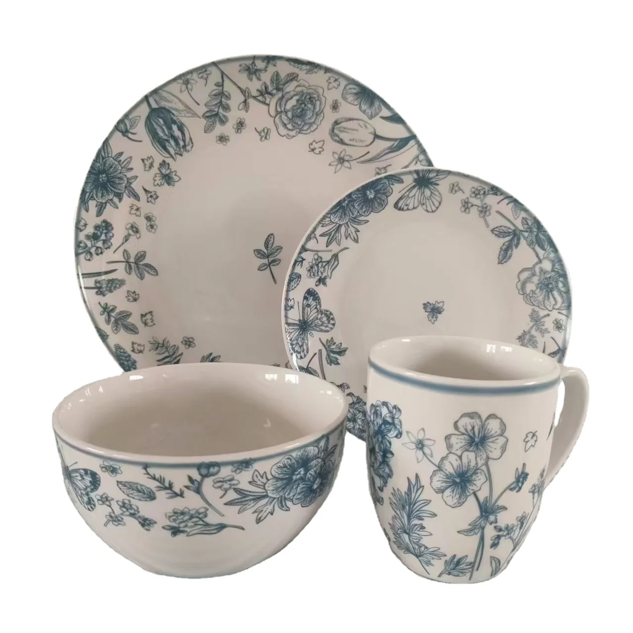 Wholesale 16-Pcs Chinese Style Ceramic Dinner Set Porcelain Plates for Home Weddings Parties Food Dining Box Packing Free Sample