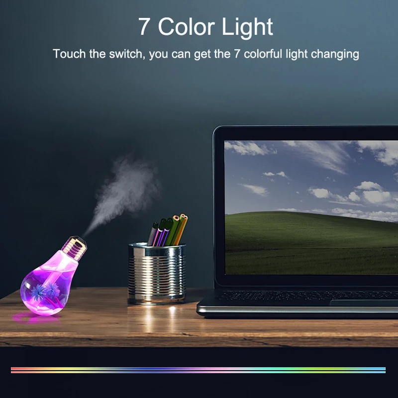 Creative Colorful Night Light Fragrance Diffuser Mini Home USB large capacity desktop bulb air humidifier