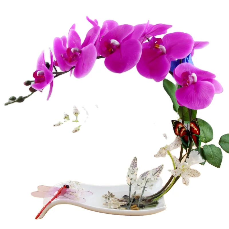 Corporate Gifts Desktop Decoration Latex Orchid Scented Artificial Flower Real Touch