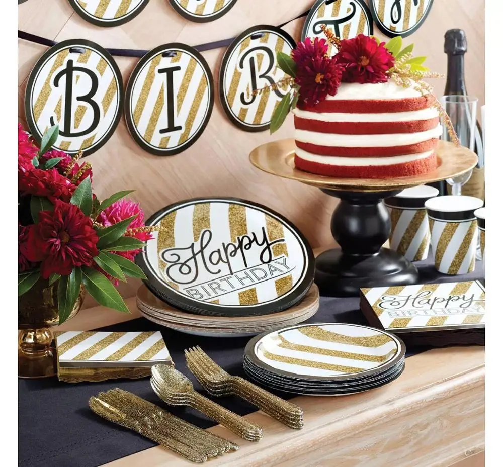 
Birthday party design custom disposable paper plates and tray 
