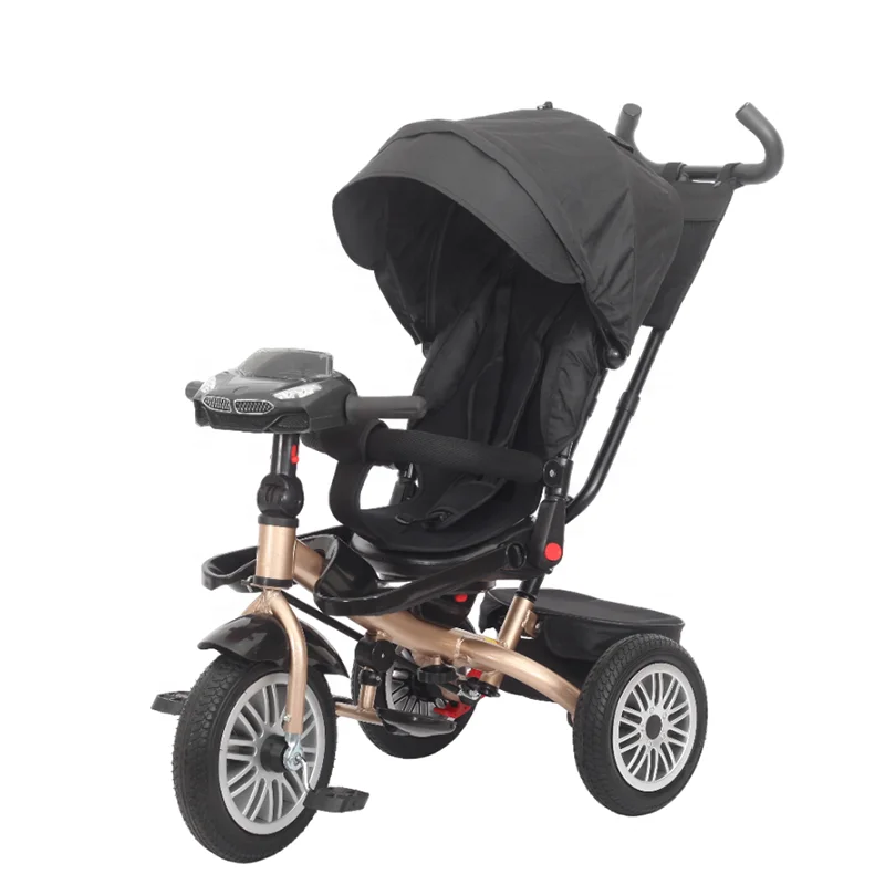 New Design Rubber Wheels Child Tricycle Bike with Music Rear Bag