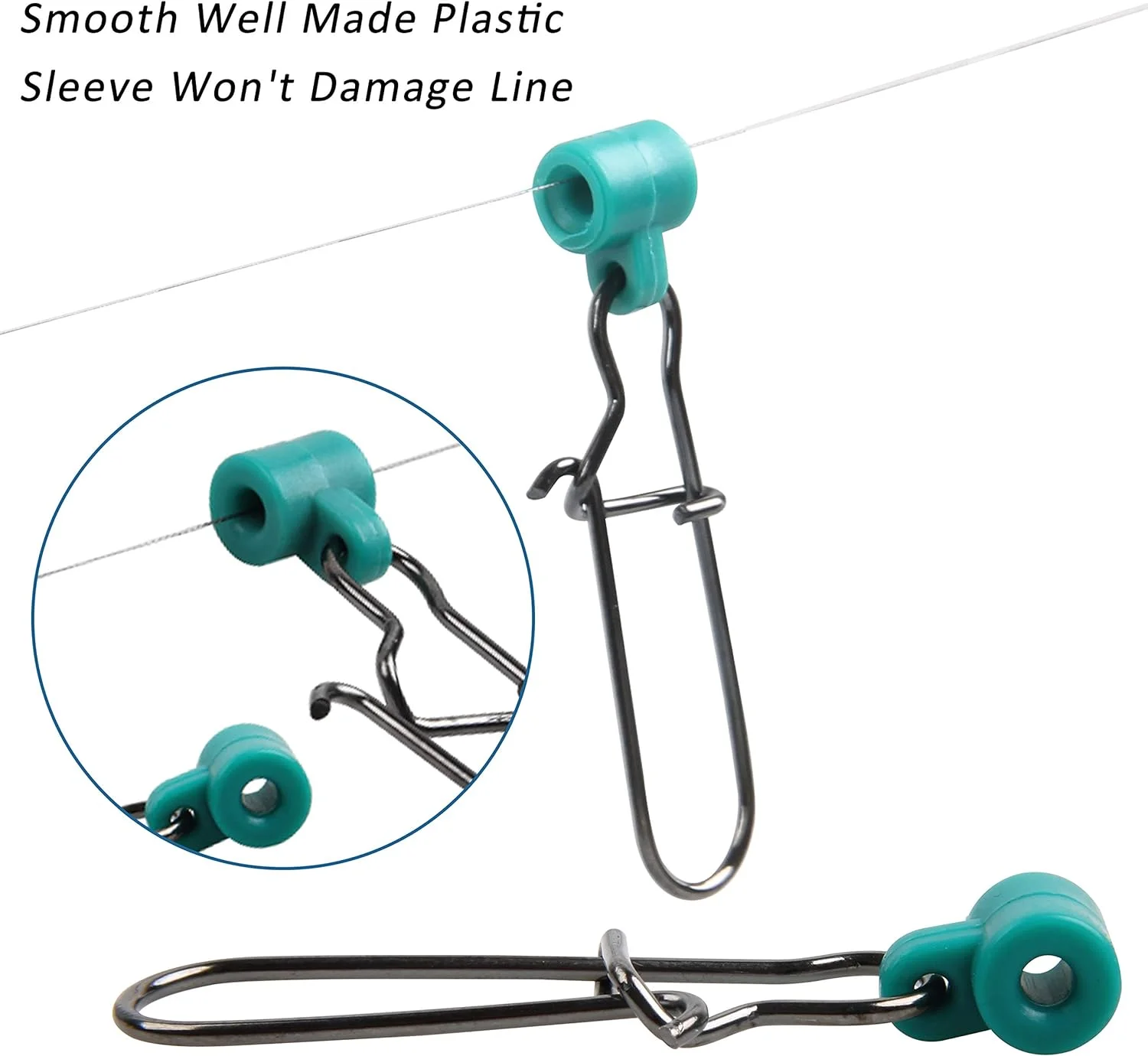 Heavy Duty Sinker Slides Duo Lock Snaps 25pcs/Box High-Strength Fishing Line Sinker Slider Swivel Snap Tackle Box Kit -Test: 220