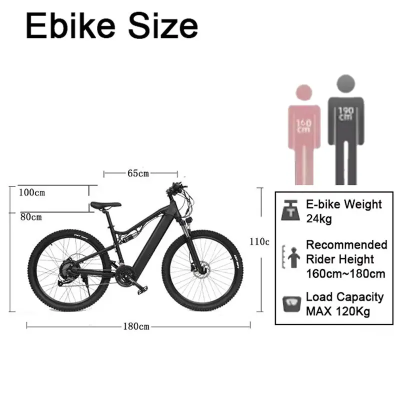 27.5 Inch Electric Mountain Bike 21 Speed Rear Hub Motor Electric Bike