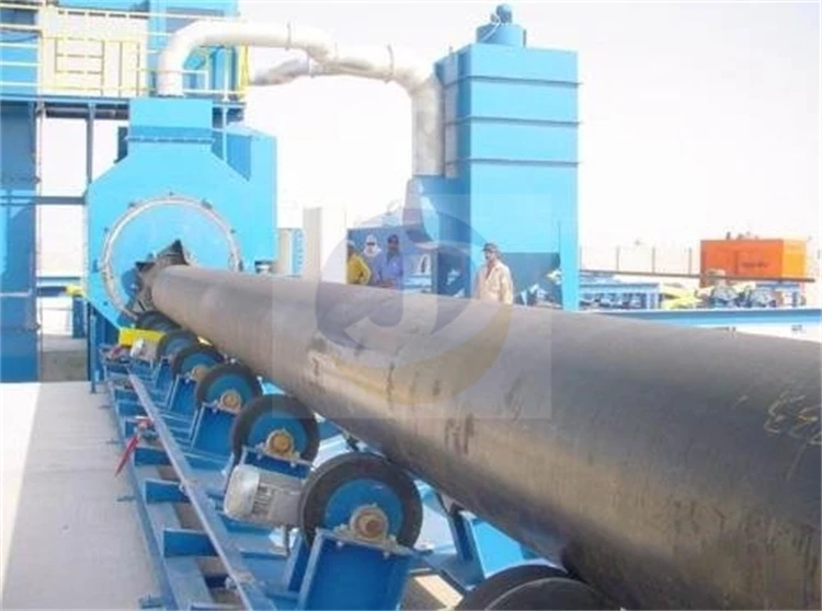 Internal/external steel pipe surface treatment cleaning shot blasting line
