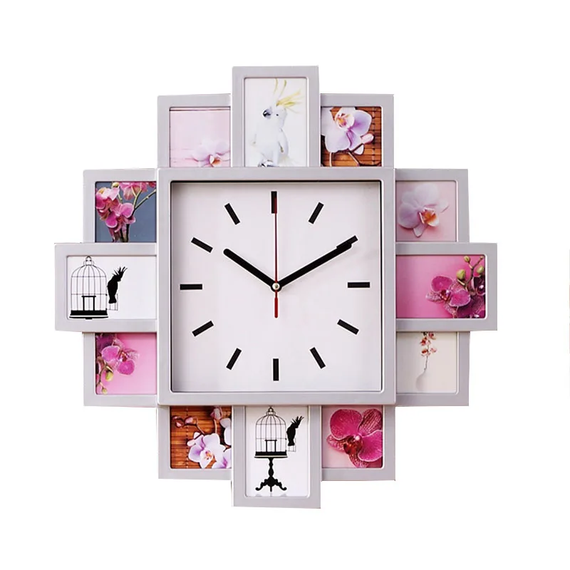 odm/oem modern wall clock New Fashion Personality Plastic Clock Watch Silent Home Wall Decor Creative Frame Plastic Wall