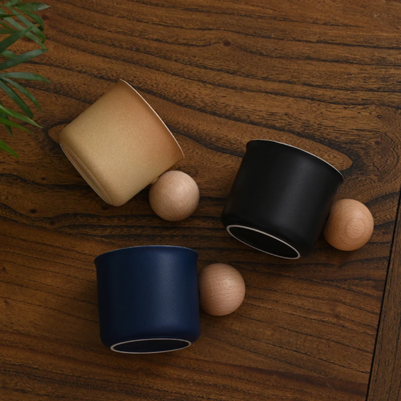 New fashion Porcelain Life Mug with Round Wood Handle Home Office Coffee Ceramic mug for Girls Gifts Couple Drinking Cup