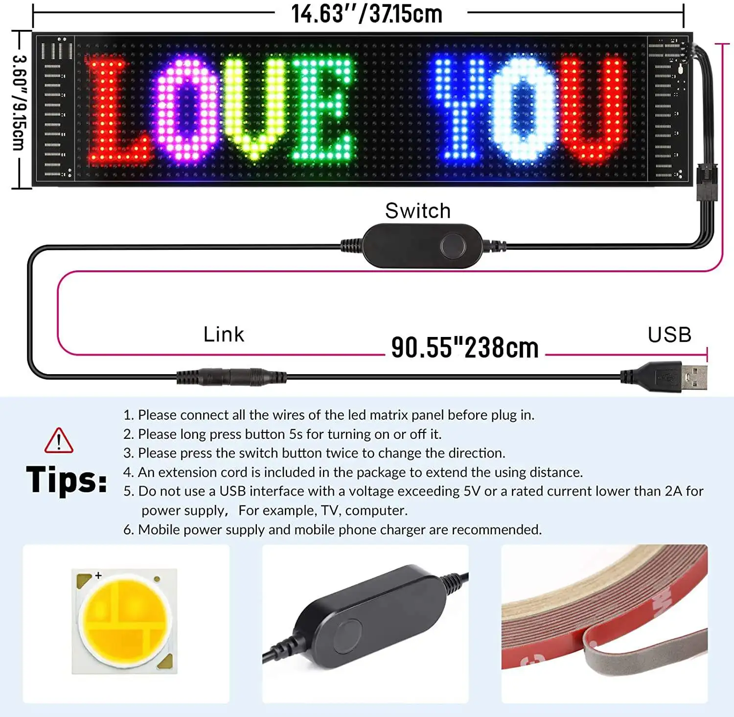 Flexible Matrix Panel Screen Bluetooth App Control USB LED Car Sign Panel For Advertising Shop Festival LED Flexible Display