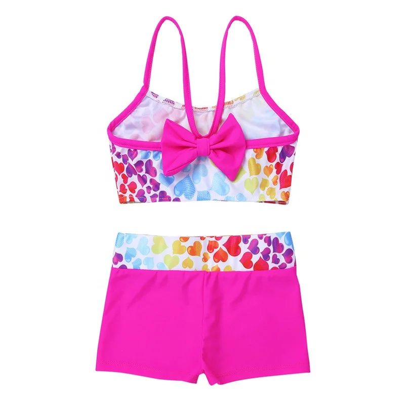 
New Children Girls Polka Dot Strappy Top Bra and Shorts Set for Swimwear Gymnastics Leotard Dancing Exercise Workout Outfits 