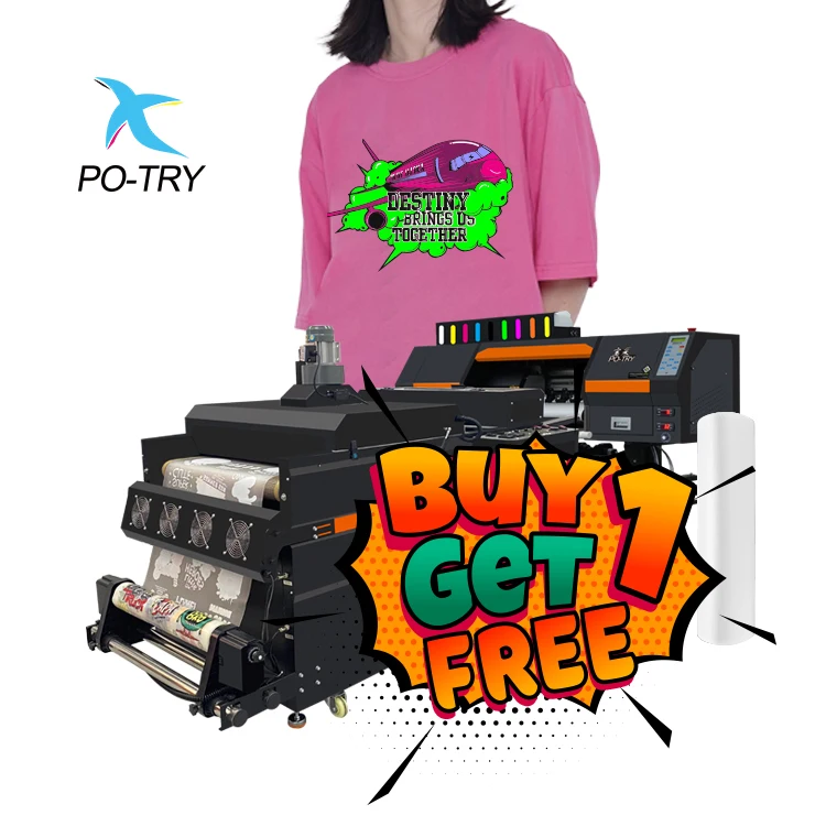Po-try PET Film Fluorescent Color 3 I3200 Head Pet Dtf Printer Fluorescente T-Shirt With Shake Powder Machine