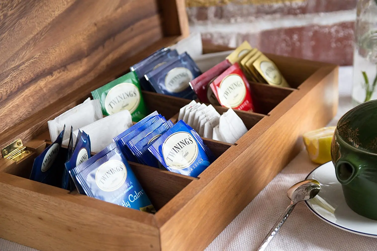 The Bamboo and wood material Leaf Luxury Wooden Tea Storage Chest Box