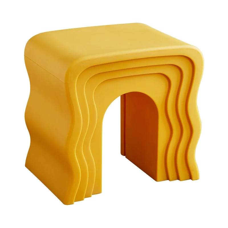 Wholesale 2024 hot selling new Instagram creative wave small coffee table living room cream style coffee shop stool