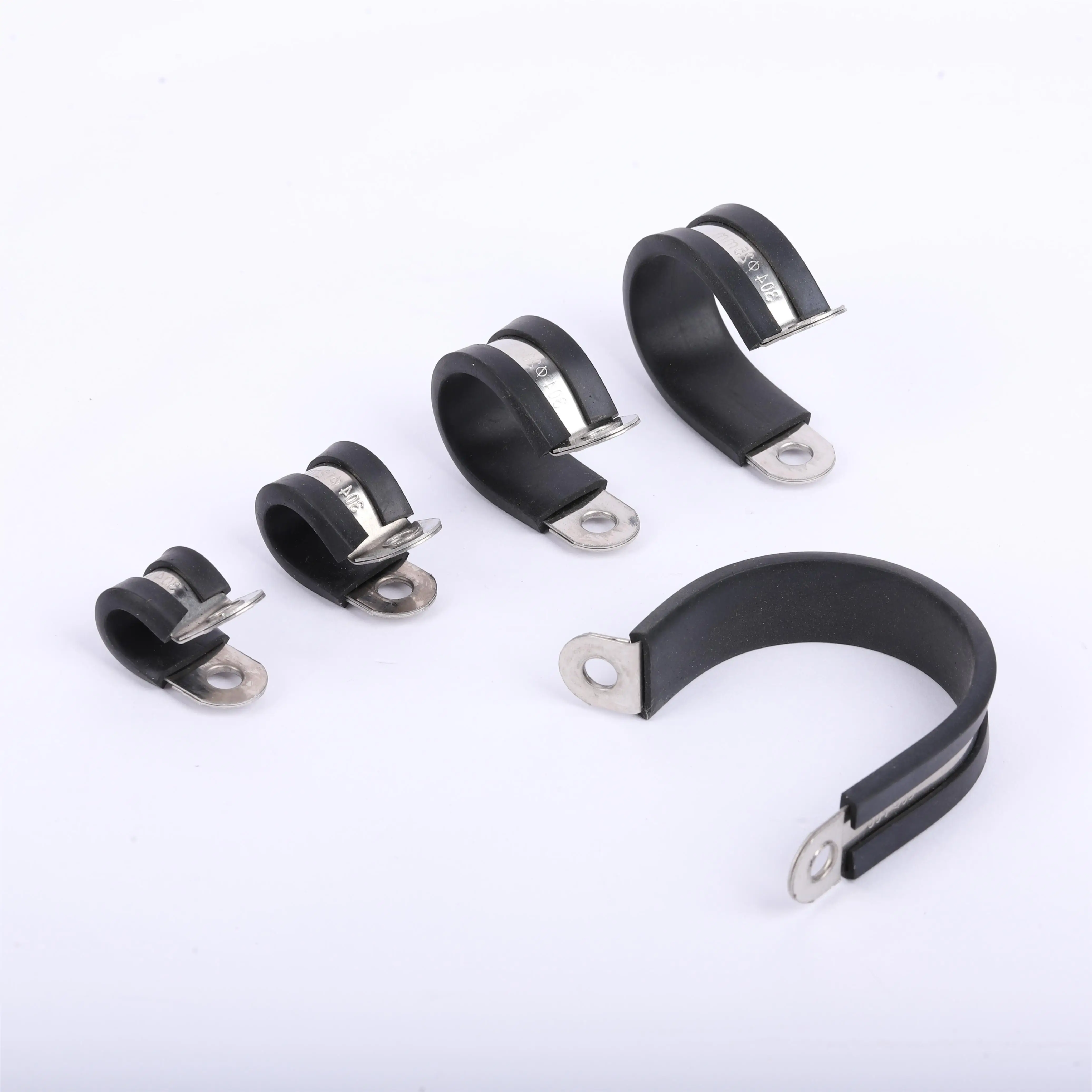 Stainless Steel INOX 304 Rubber Lined P Clips Rubber Pipe Clamps Durable R Types Hose Clamps quick locking pipe clamp