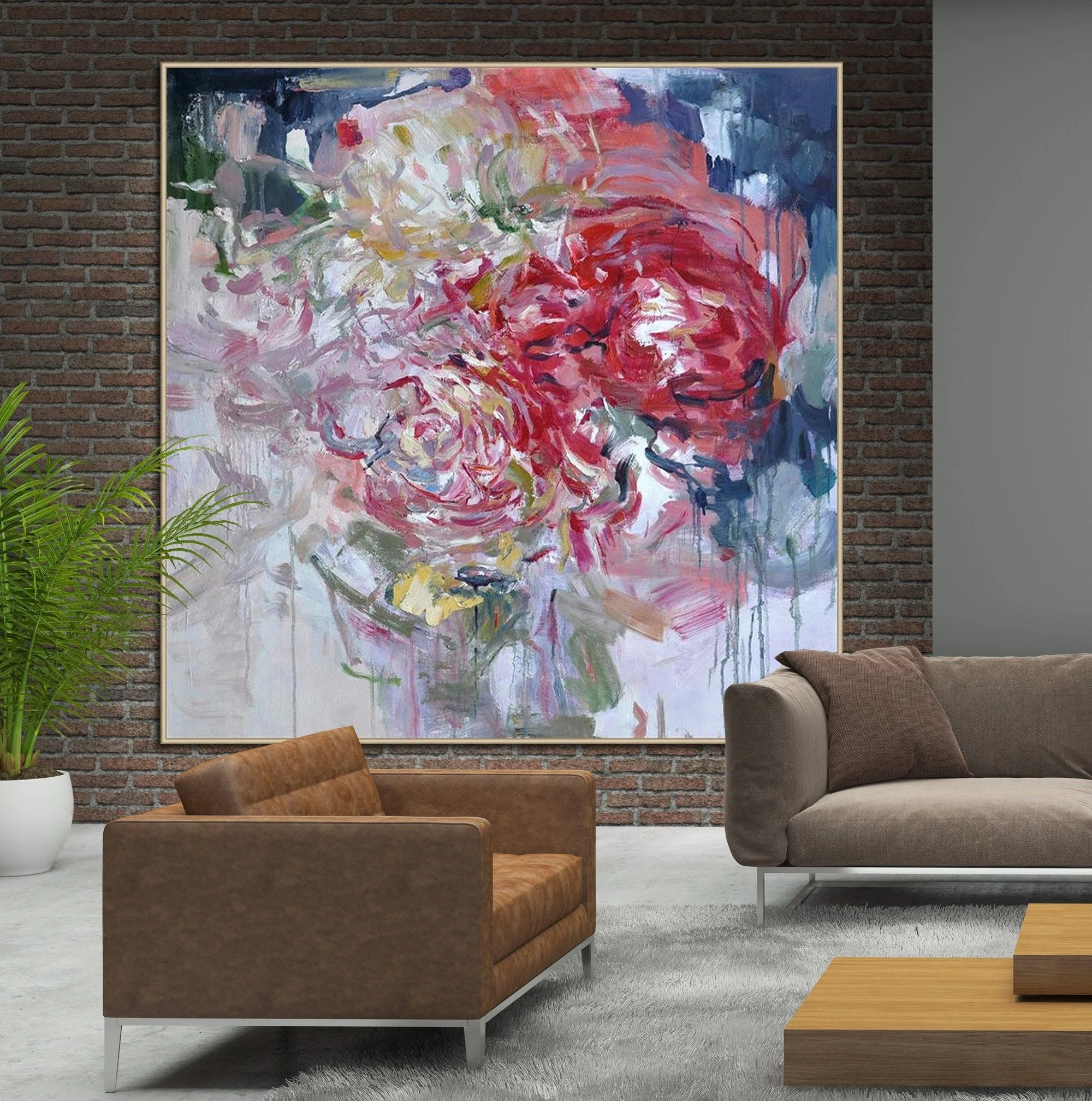 Wall Decor Texture AcrylicPainting Spring Decor Abstract Roses