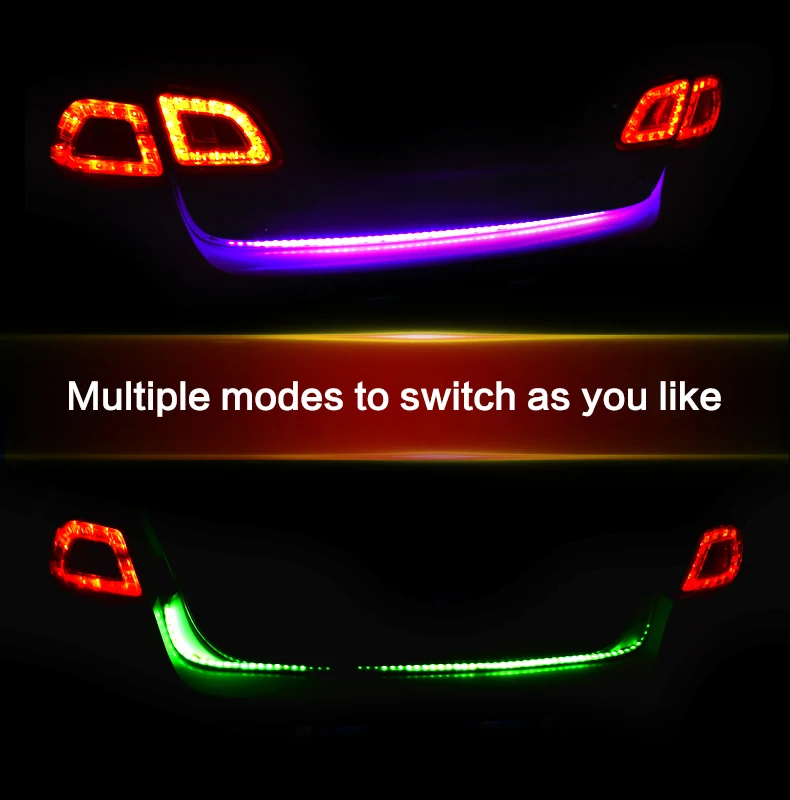 Car LED luggage storage flow neon color light bar turn signal driving , brake, Retrofit streamer light 12v