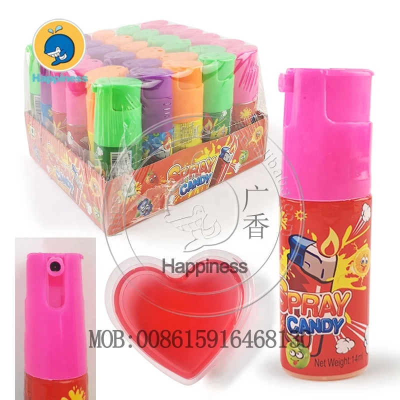 hot sale gas lighter shape fruity sour liquid spray candy