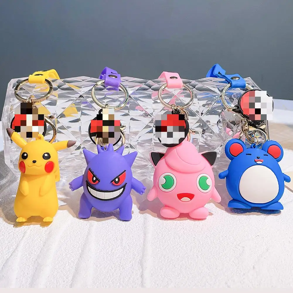 Hot Sale Custom Pokemoned Cartoon Character Kid Pikachu Keyring Key Chain Toy Rubber 3d Soft Anime Pvc Keychain Toys