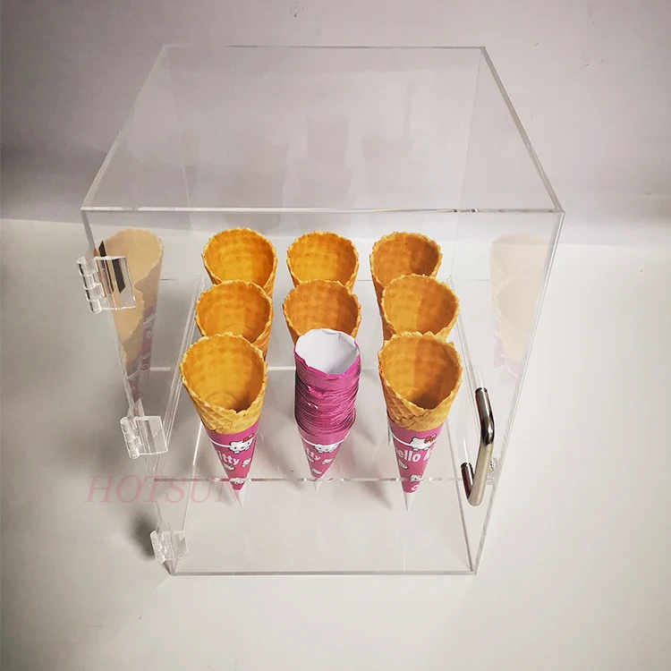 Acrylic Ice Cream Cone Display Stand Holder with Door