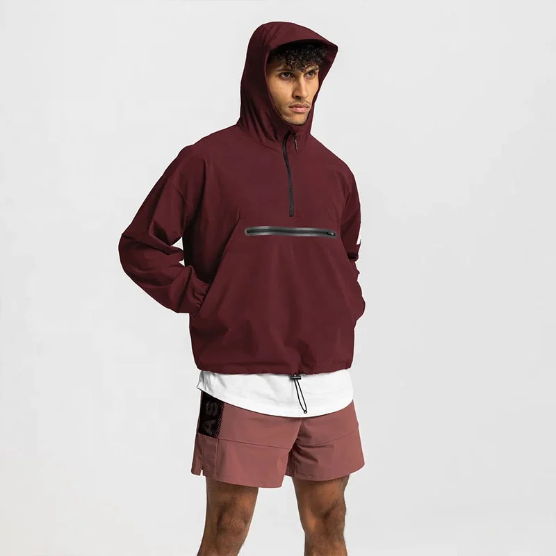 wholesale  pullover custom casual softshell sport hooded mens windbreaker jacket for men