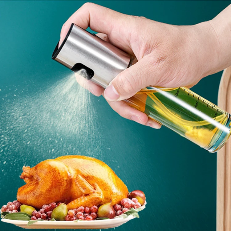 Oil Sprayer Bottle 100 ml Vinegar Sprayer Dispenser Glass Olive Oil Bottle with Cleaning Brush for Cooking Salad BBQ