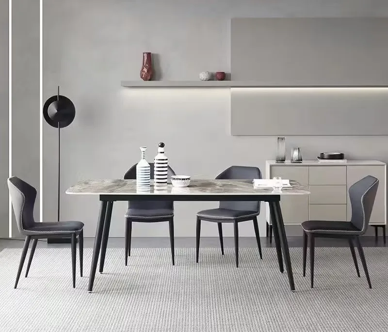 Italian Rock Plate Table Modern Simple Light Luxury Rectangular Rice Table Small Household Living Room Furniture Northern Europe