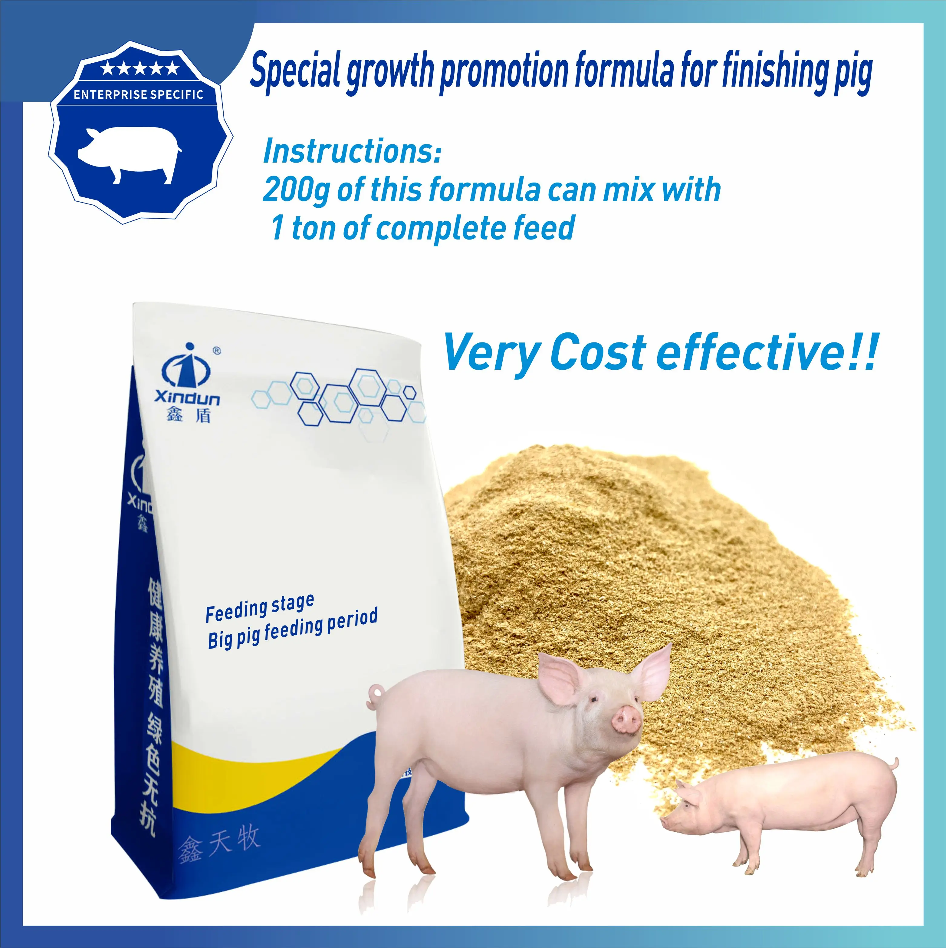 Increase weight gain and meat yield, improve meat quality and special feed additives for fattening pigs