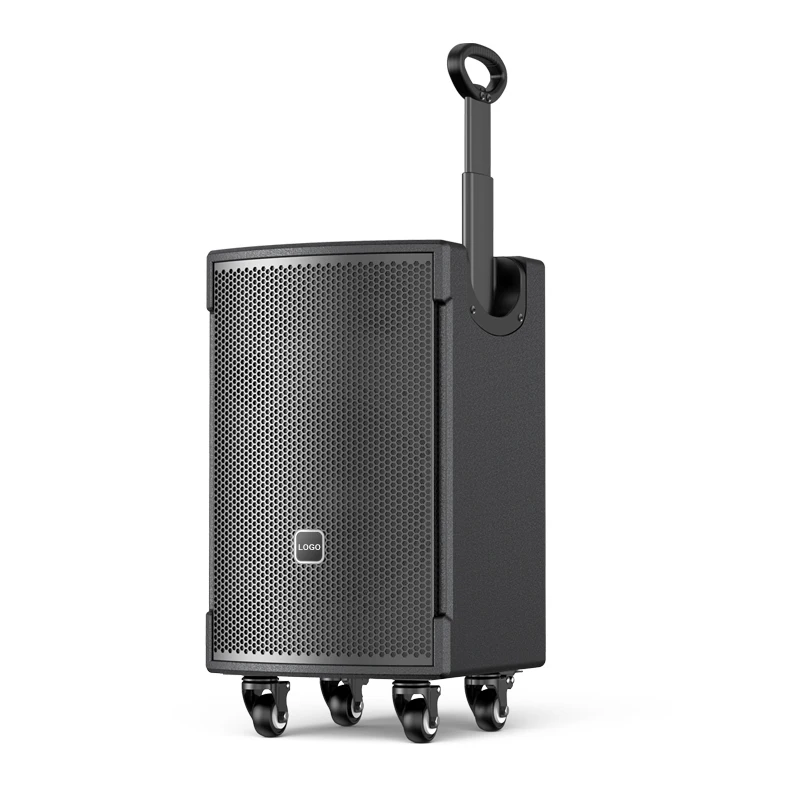 150 Watts Powered Speaker PA Sound System Professional Active 12 Inch Coaxial Speaker with Trolley wheels and Microphones