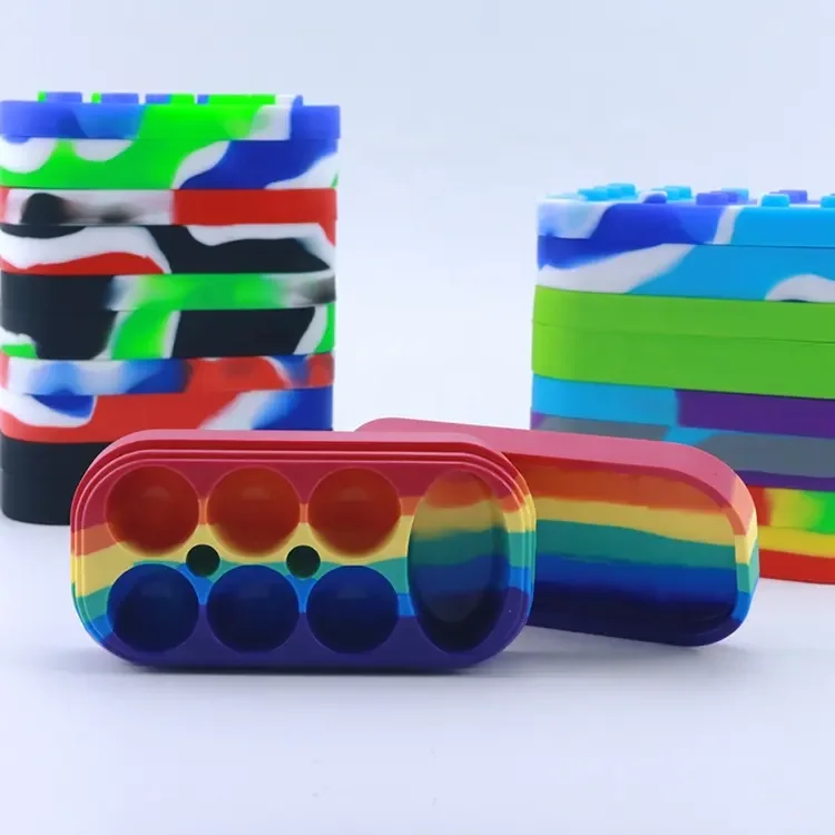 Custom logo 6+1 Silicone Container Tobacco Storage Jars Dry Herb Smoke Shop Products Smoking Accessories