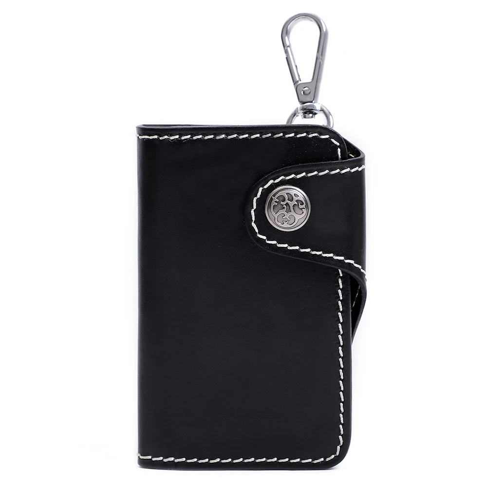 Key Case with 6 Key Rings, Key Wallet Key Holder with card compartment, One ring with a Longer Key Chain For House Key