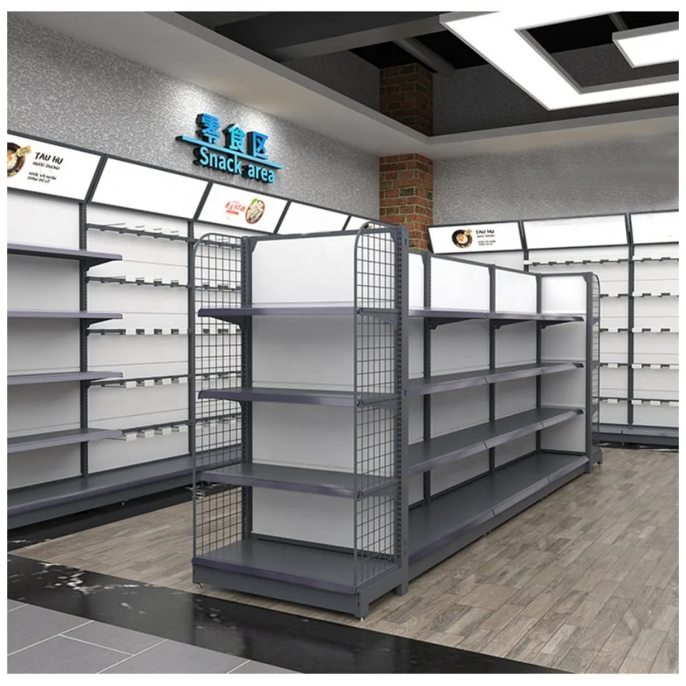 Manufacturer display rack 5 layers metal supermarket equipment gondola display shelf supermarket steel shelves