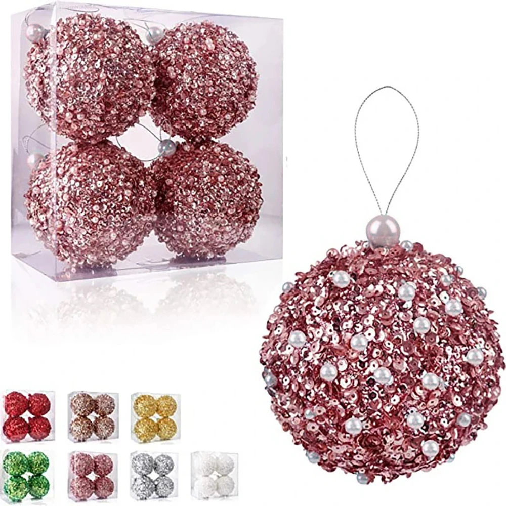 New Design Luxury 8cm White Foam Christmas Ball Ornaments Christmas Tree hanging Decorations