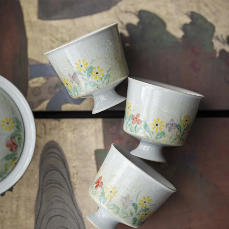 Underglaze Color Hand-Painted Dandelion Household Ceramic Master Cup Kung Fu Tea Accessories
