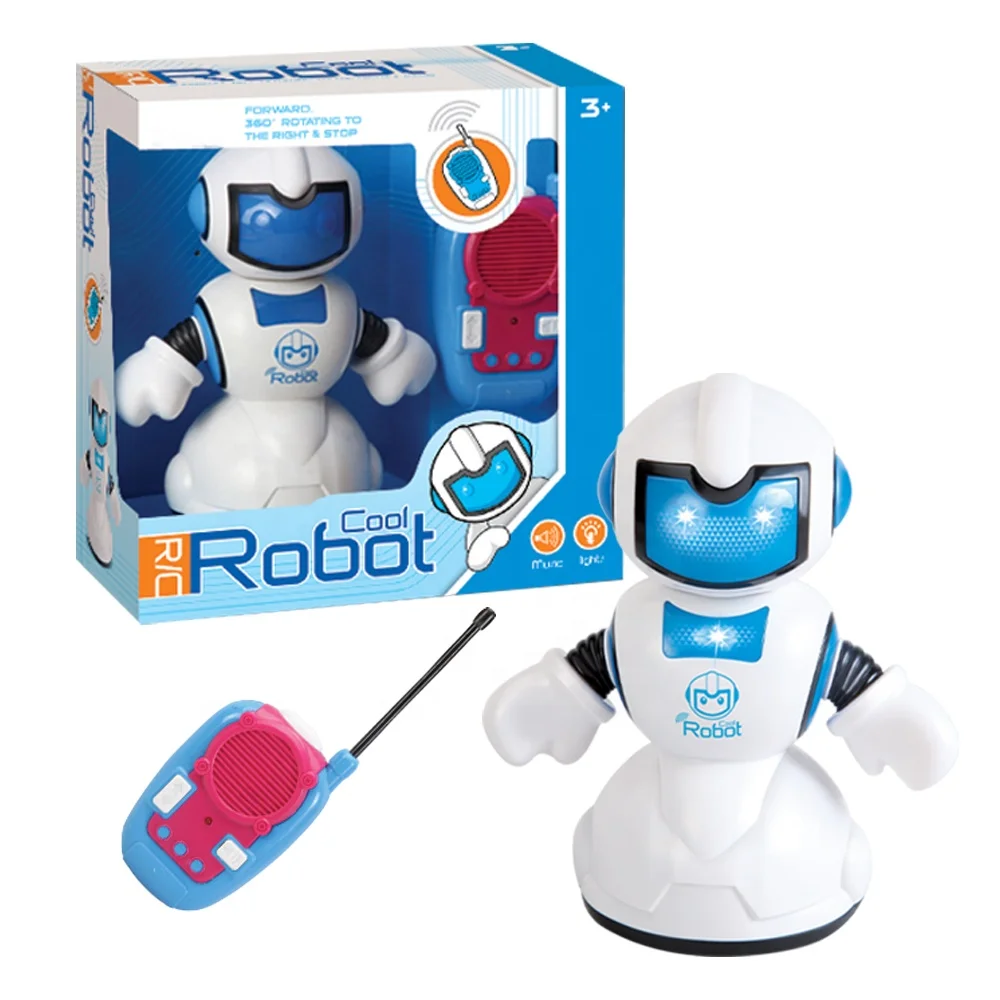 2 Channels Remote Control Robot Toy Cheap Walkinng Forward and 360 Degree Rotating Robot with Light and Music