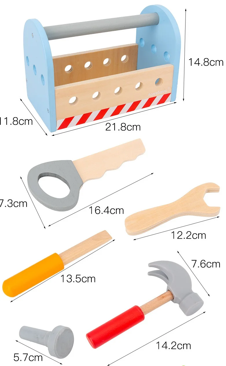 Wholesale Educational Kid Toys Pretend Play Mini Wooden Toolbox Toys Wooden For Boys montissori toys wooden
