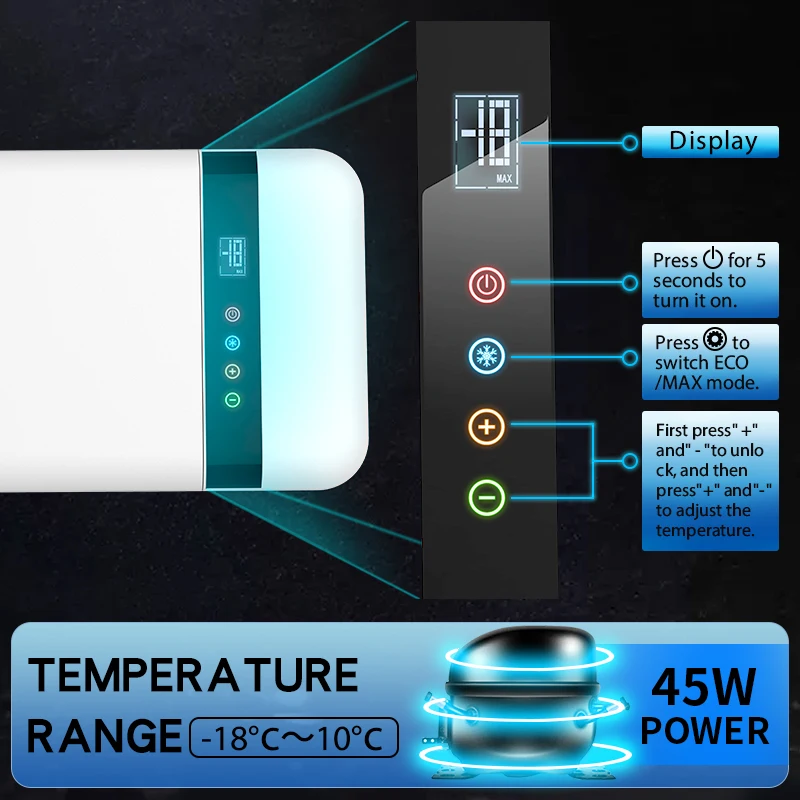 High Quality ABS BCD15 Liters Portable  Car Mini Fridge DC 12/24V Compressor Car Fridge For Camping