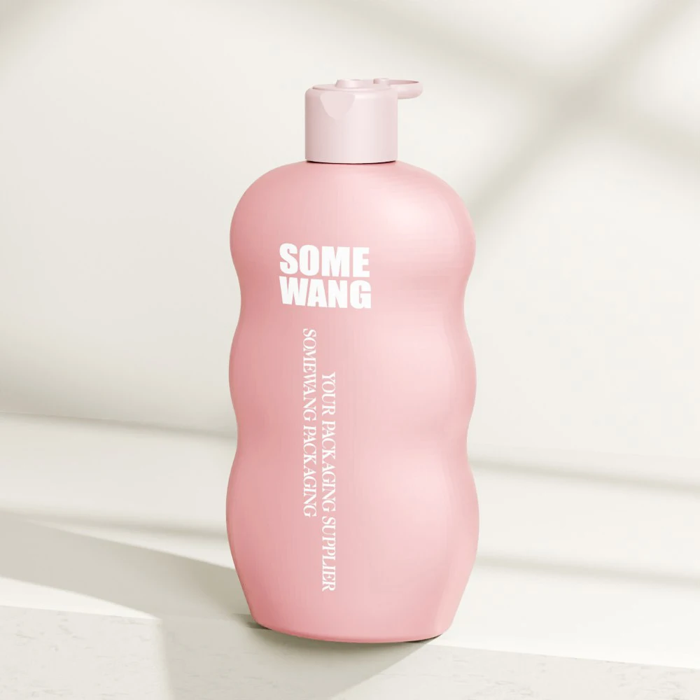 500ML Skincare Packaging Pink Empty Plastic HDPE Cosmetic Body Lotion Bottle Unique Shape Hair Shampoo Bottle