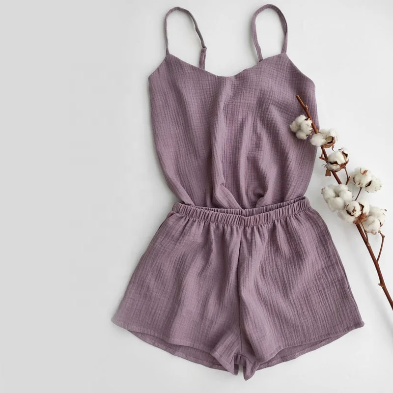 Soft 100% Cotton Women Pajamas 3pecs  Set With Robe Hot Selling Bridesmaid Pajamas Comfy Natural Homewear Leisure Wear