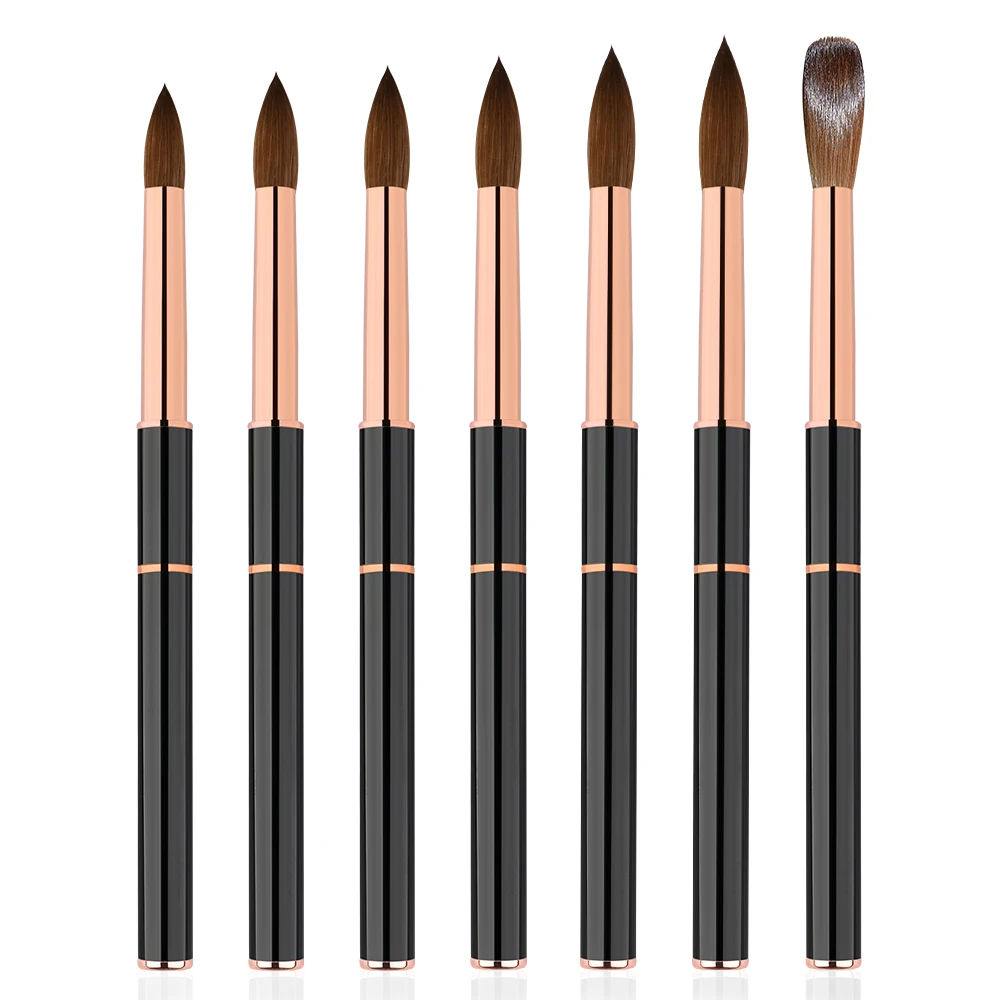 High-end black metal handle 100% Pure Kolinsky Brush 1pcs Kolinsky Sable Brush Acrylic Nail Art Brushes with Size #8/12/14/16/18