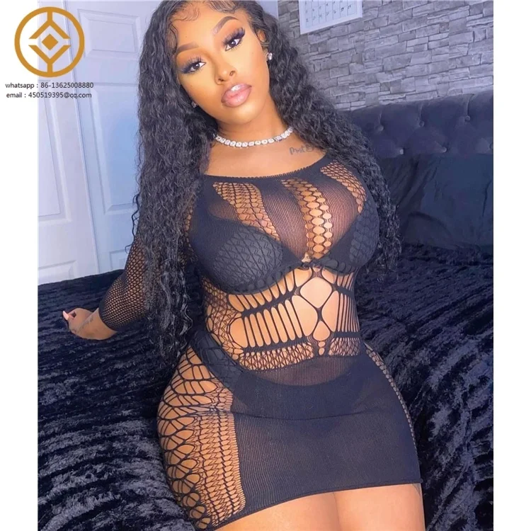 HDS28 Sleeveless Mesh Outfits 2024 New Arrival Mini Hollow Out Dress Women