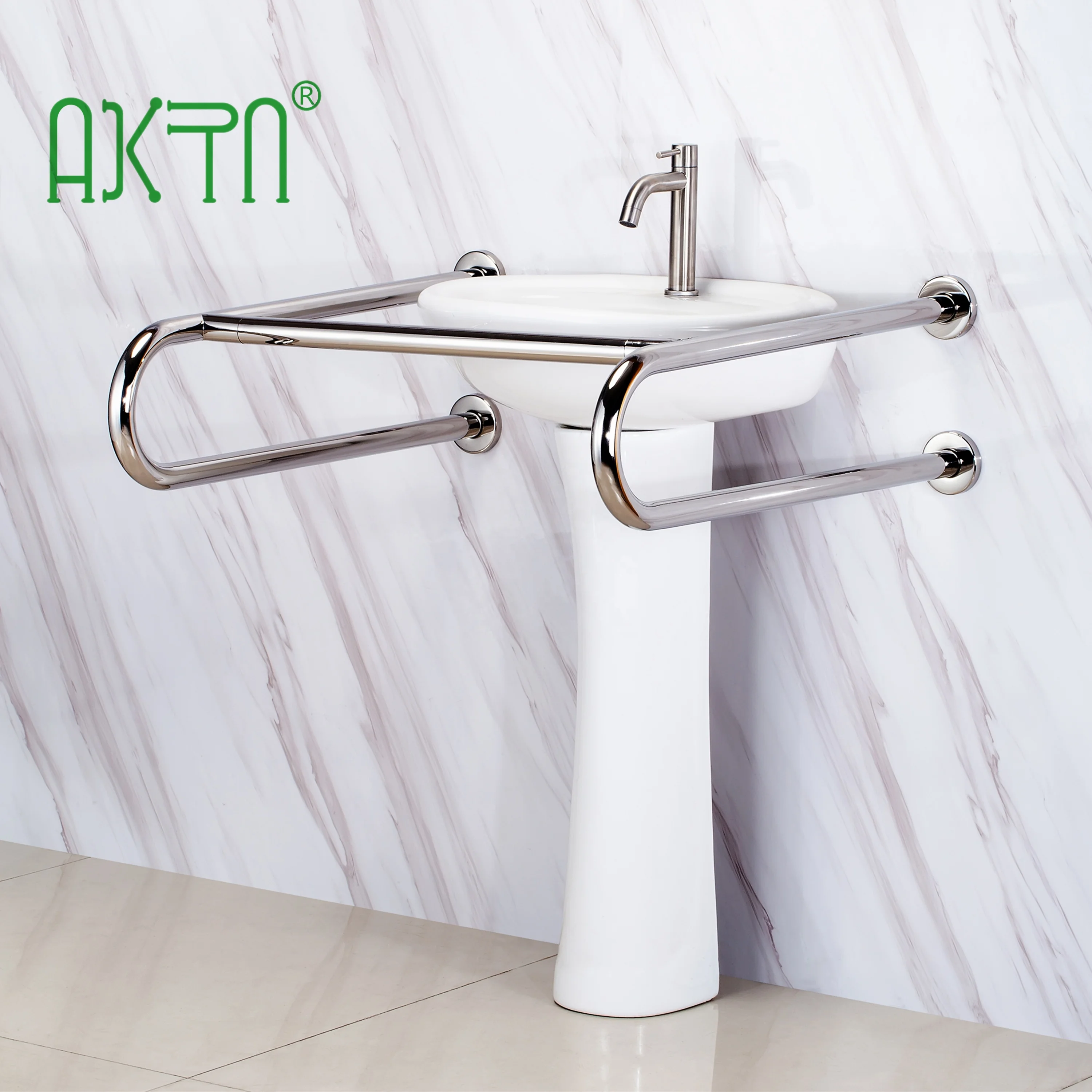 Factory Sales 304 Stainless Steel Bathroom Accessories Grab Bar Elderly U Shape Handrail Bars Disabled Toilet Safety Grab Rails