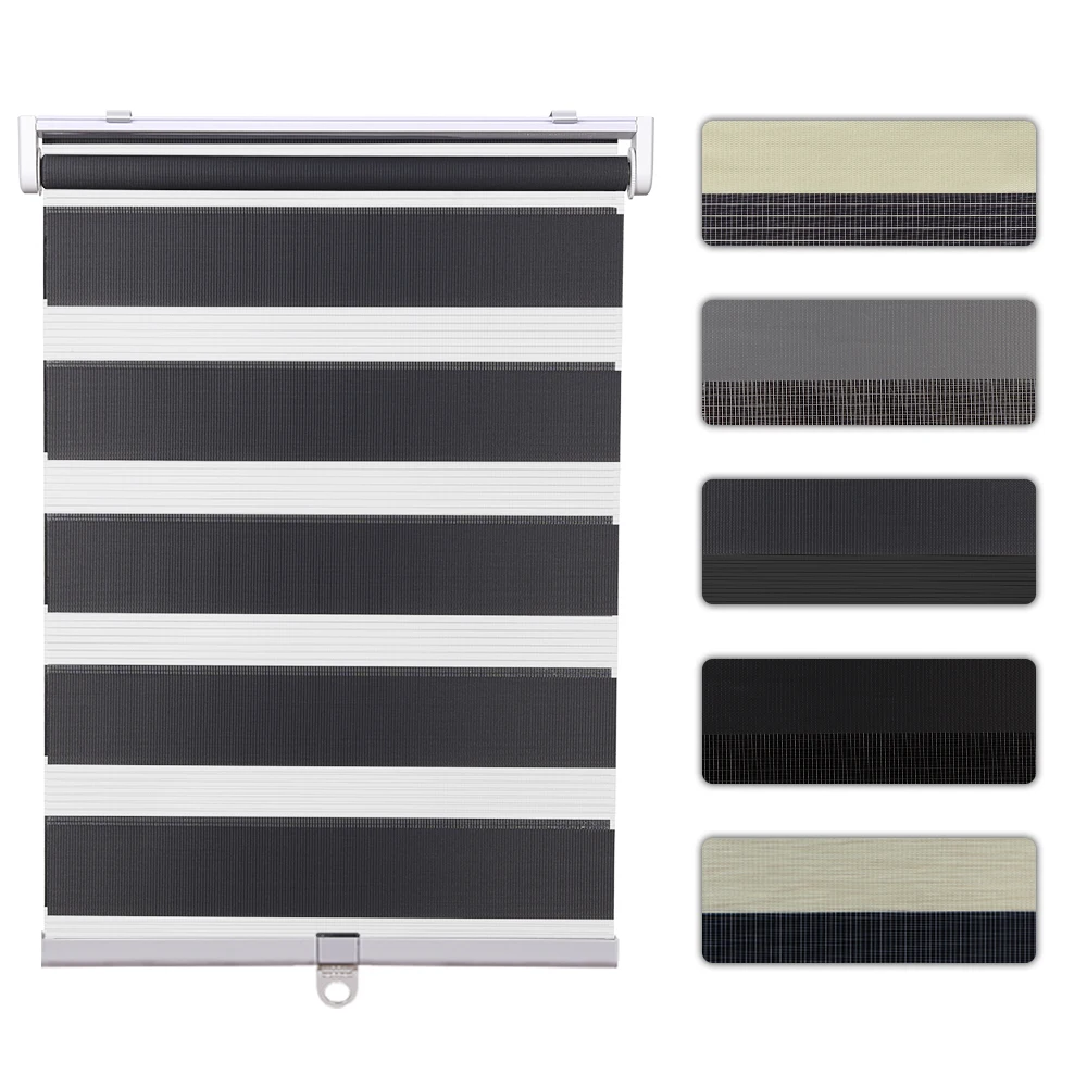 Пружинная система с ручным управлением, жалюзи, водонепроницаемая светофильтрующая Затемняющая ткань, беспроводная черная зебра с зажимом