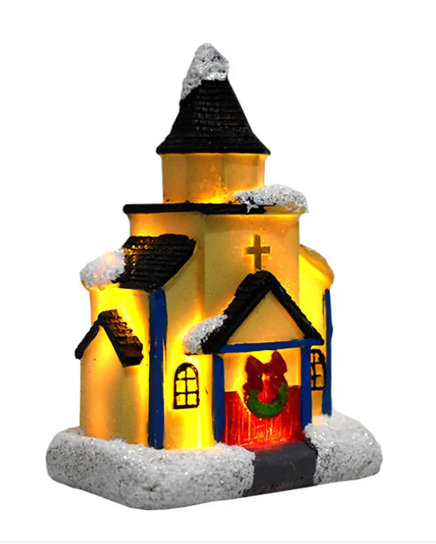 Hot sale custom ceramic santa claus mini light Christmas village house