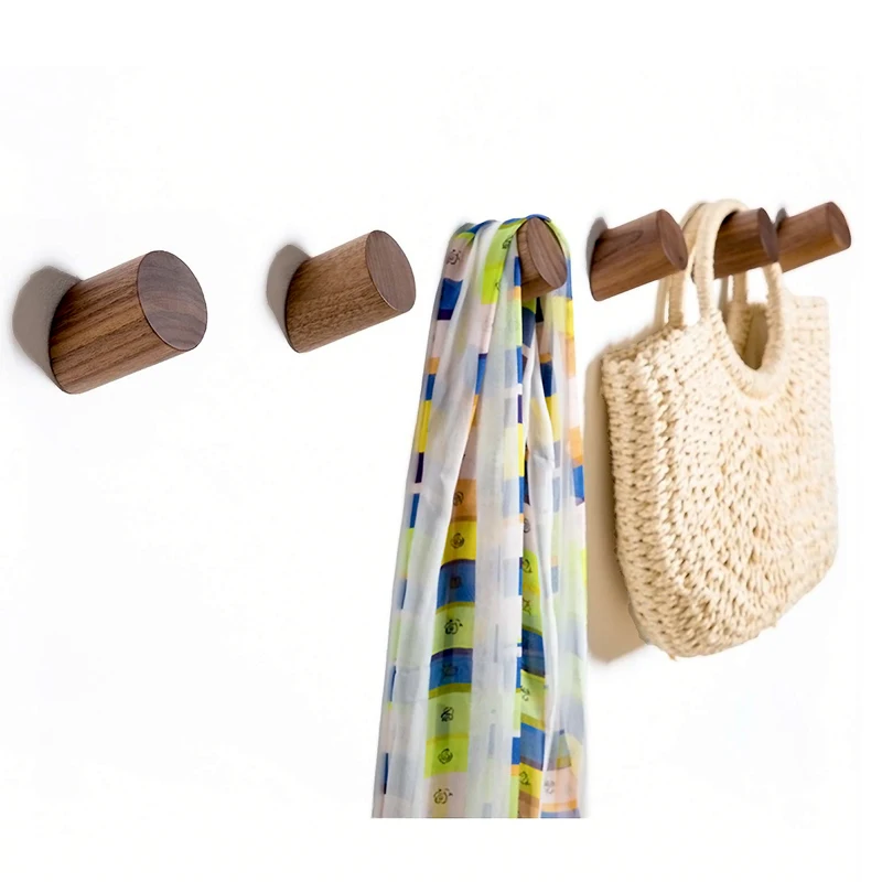 
Natural Solid Wooden Coat Hooks Wall Mounted Creative Vintage simple Single Organizer Hangers Handmade Craft Hat Rack 